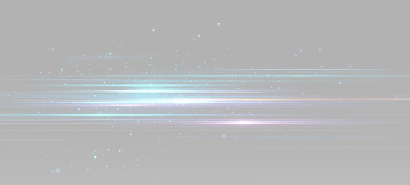 Bright neon light streaks with blue and purple horizontal lines showing rapid speed movement and futuristic technology