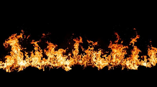 Realistic fire flames on black background a blazing inferno for dramatic effect