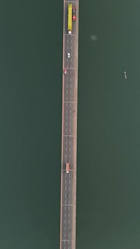 Vertical Aerial View of Narmada River and Bridge Jabalpur, Madhya Pradesh