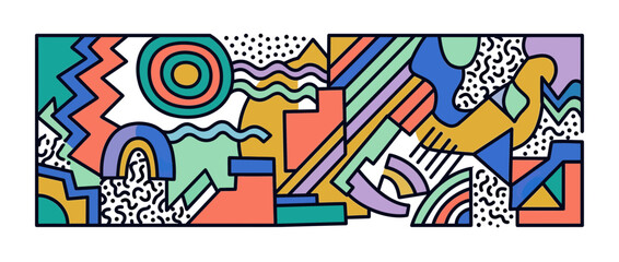 Fototapeta premium Vibrant Abstract Geometric Shapes Composition