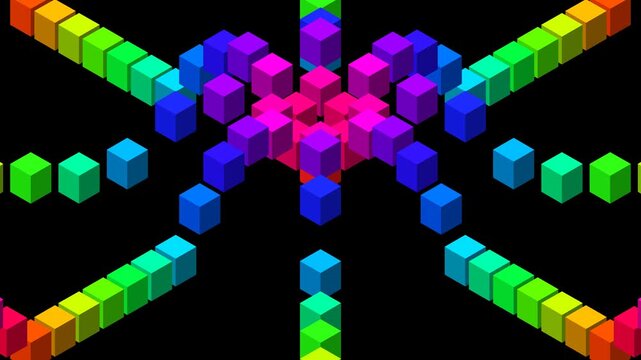 Isometric Kinetic Arms Animation with Colorful Cubes