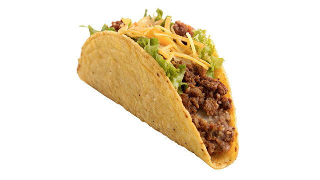 Delicious traditional Mexican beef taco street food isolated on transparent background