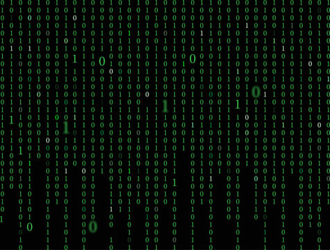 Abstract binary code digital matrix background with green data stream vector