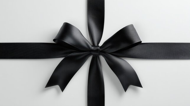 white letter paper wrapped with black ribbon bow, elegant minimal composition, hyper realistic canon photo, 8k 