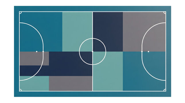Illustration of Modern geometric basketball court design with transparent background.