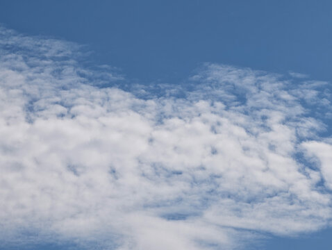 Massive Patch of Small Fluffy Scattered Cloud Clusters on Blue Sky
