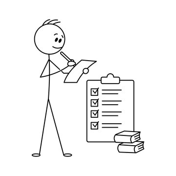 Stickman Study Checklist Vector Illustration