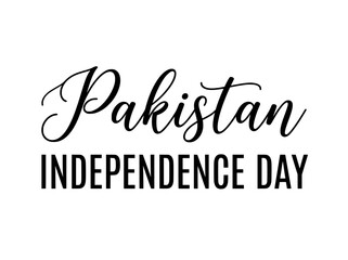 Fototapeta premium Pakistan Independence Day elegant typography, minimalist black and white calligraphy vector, 14th August national holiday celebration text
