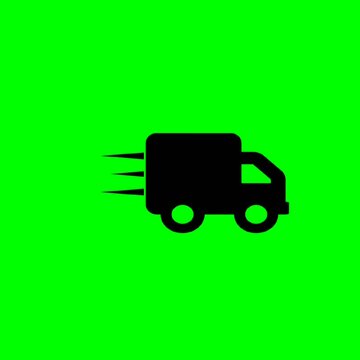 Fast Delivery Truck Icon Animation on Green Screen Chroma Key Background