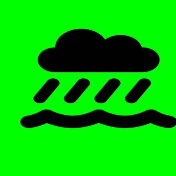 Heavy Rain Cloud Weather Icon Animation on Green Screen Chroma Key Background Loop