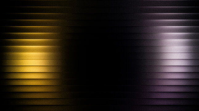 Abstract background with horizontal lines and glowing golden and purple light effects on a dark textured surface