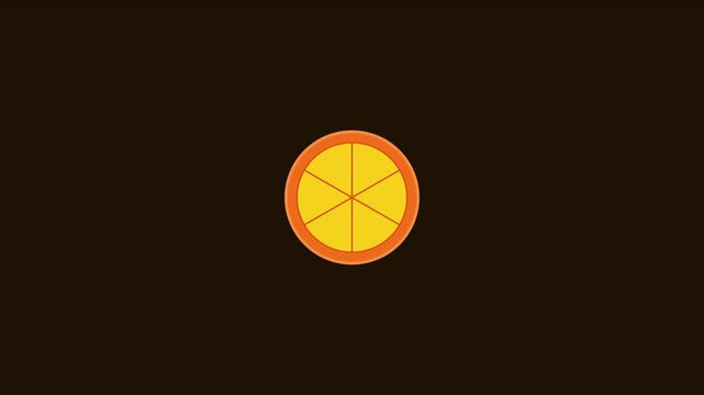 Animated orange slice with glowing dashed outline for healthy food and nutrition animation 4k fruit motion healthy