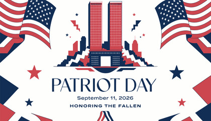 Obraz premium Patriot day september 11 2026 honoring the fallen graphic design