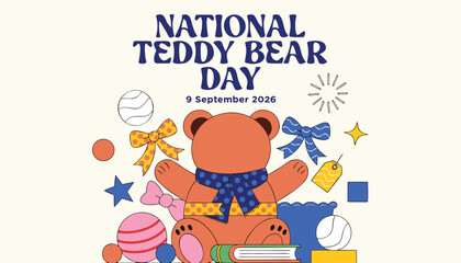 Fototapeta premium National teddy bear day 9 september 2026 cute graphic