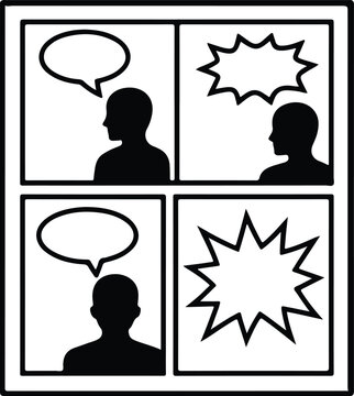 Comic Strip Panel Storyboard Graphic Line Art Vector Icon