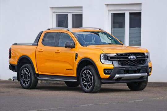 Neu-Ulm, Germany - July, 26, 2026: Ford Ranger Wildtrak  parks at the car dealer.	
