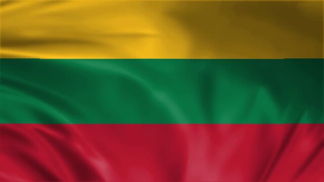 lithuania flag waving in the win full screen 3d animation loop seamless animation. good for background waiting screen.