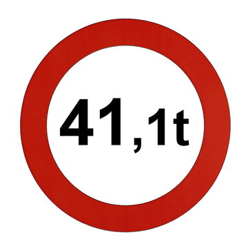 Illustration des Stra&szlig;enverkehrszeichens "Maximal zul&auml;ssiges Gesamtgewicht 41,1t"	