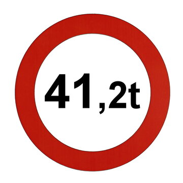 Illustration des Stra&szlig;enverkehrszeichens "Maximal zul&auml;ssiges Gesamtgewicht 41,2t"	