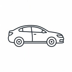 Fototapeta premium Modern sedan car line vector icon isolated on a clean white background, side view transport symbol.