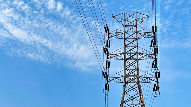 high voltage tower in landscape view