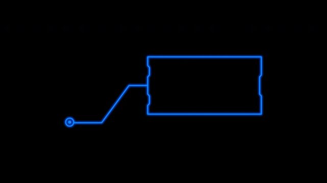 Futuristic HUD callout panel animation with glowing blue interface, sci-fi HUD lower third with copy space, 4k alpha channel