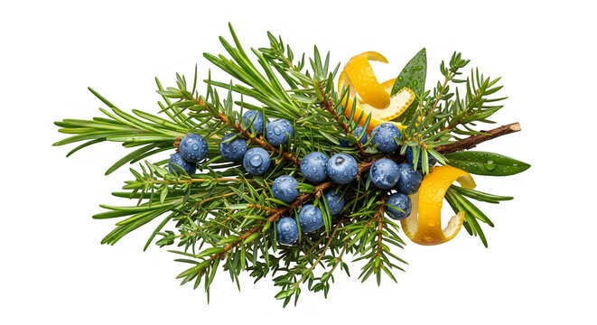 Fresh blueberries growing on a green flowering bush with yellow flowers