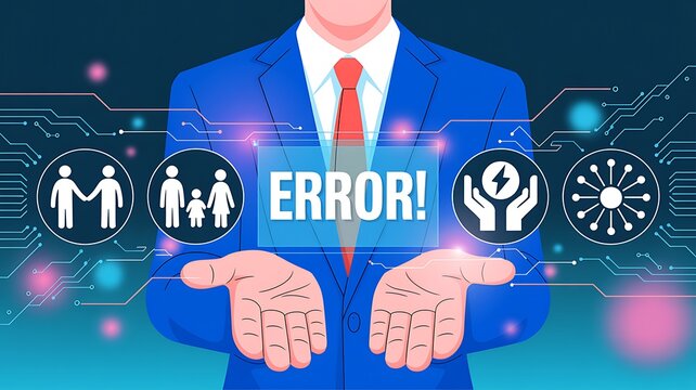 Business system error notification and technical issue concept