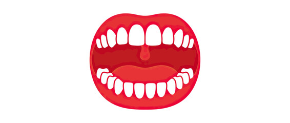 Obraz premium Open Mouth with White Teeth Illustration