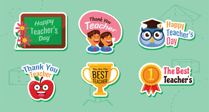 Happy Teacher's Day appreciation vector stickers set