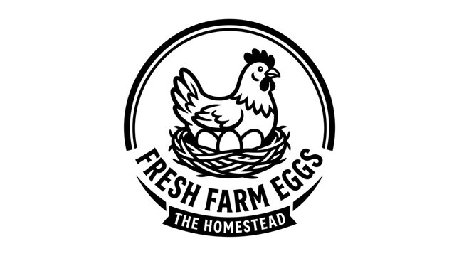 Fresh Farm Eggs Vintage Badge Logo Design.