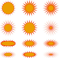 Explosion Clip Art Vector Set with Yellow Starburst Comic Burst Shapes © ITrWorks