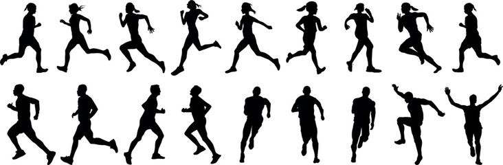 Fototapeta premium vector silhouettes of woman and man people 