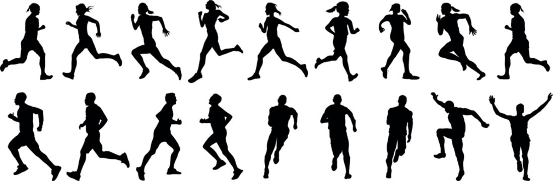 vector silhouettes of woman and man people 