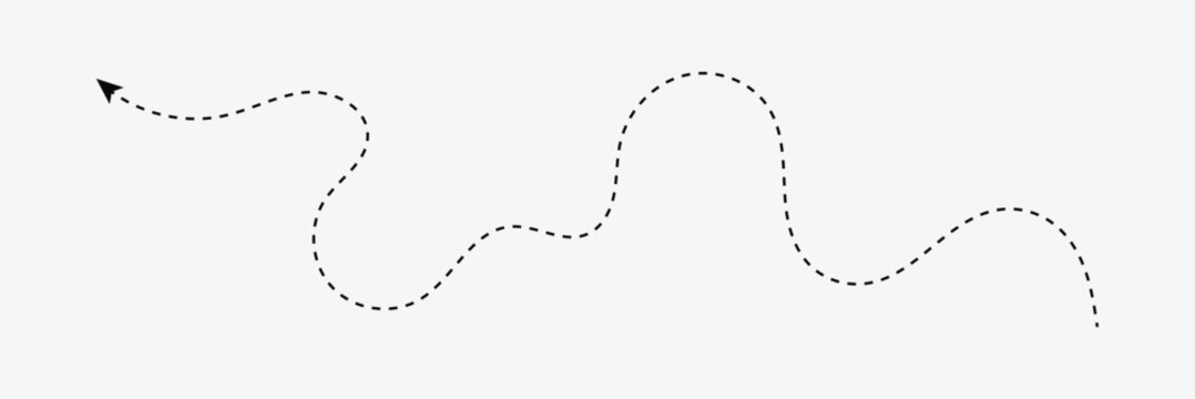 Long dotted arrow icon pointing down in flat style on white isolated background. EPS 10 . vector Illustration. 