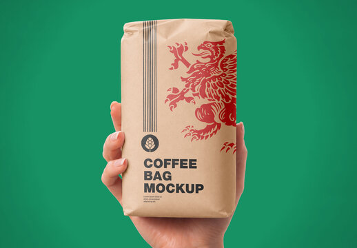 Wrapped Package Held in Hand Mockup