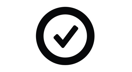 Check mark within a circle black flat icon on a white background silhouette © jivect02