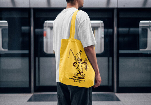 Tote Bag Subway Lifestyle Mockup