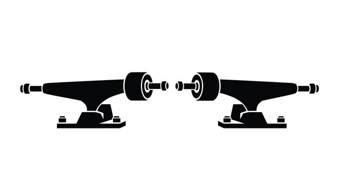 Skateboard trucks with wheels and mounting hardware black silhouette axle hanger baseplate