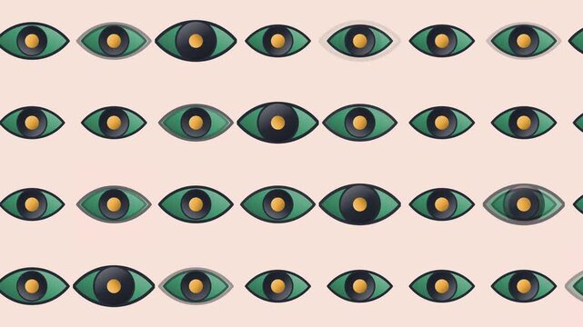 Seamless leaf pattern loop in cream, green, black - modern animated 4K motion background for video editing, social media and presentation