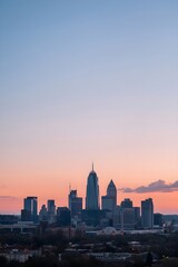 Fototapeta premium landscape building skyline at sunset