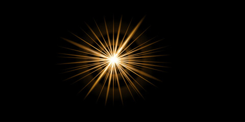 Fototapeta premium Golden Starburst Light Explosion With Radiant Rays on Black Background for Celebration
