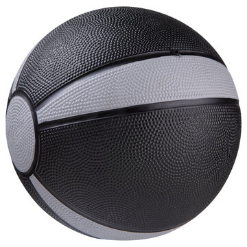 Black and grey medicine ball for strength training isolated on white background