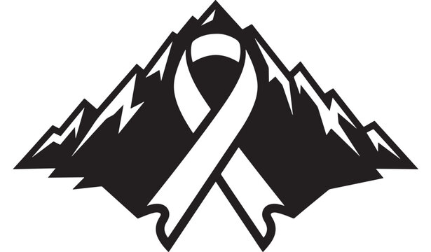Ribbon Symbol with Jagged Edges Representing Awareness and Support for Various Causes Featuring Black, White, Design with Vector