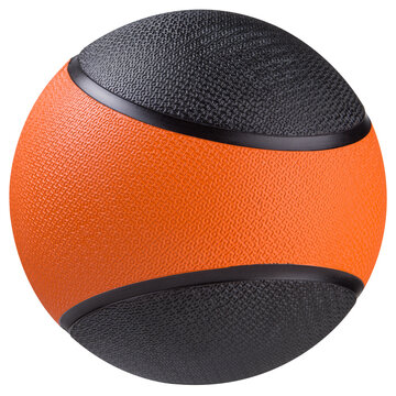 Orange and black medicine ball for crossfit workout isolated on white background