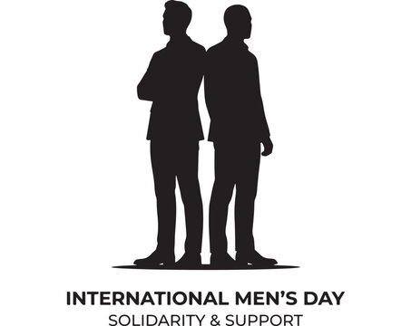 International Men's Day Solidarity Support Black and White Silhouette Design Concept Illustration Featuring Vector, Graphic