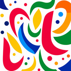 Obraz premium Colorful Abstract Geometric Pattern with Organic Shapes on White Background