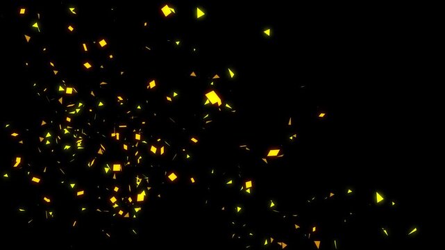 Floating confetti particle animation isolated on transparent background, joyful celebration effect, colorful paper flakes, party overlay for festivals and events, seamless 4K footage