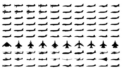 Aircraft Evolution Silhouette Vector Collection Military and Commercial Aviation © MstFahima