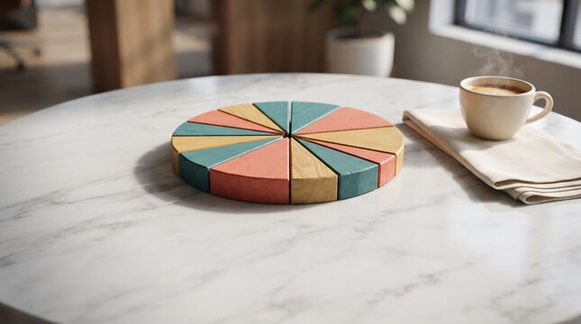 Pie Chart of Wooden Blocks  Dramatic Lighting